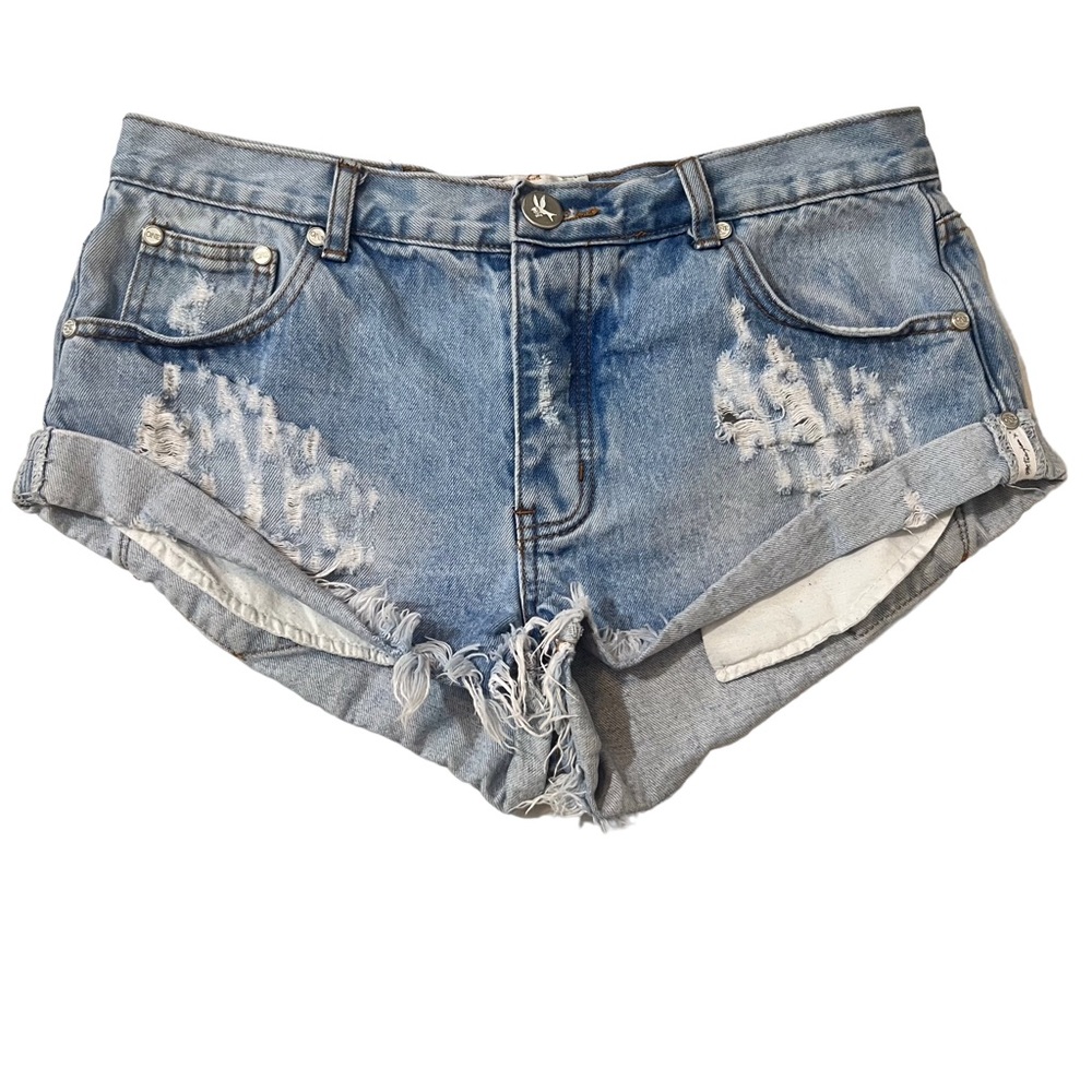 One Teaspoon Size 29 Boho Festival Button Fly Cut Off Bandits Denim Jean Shorts